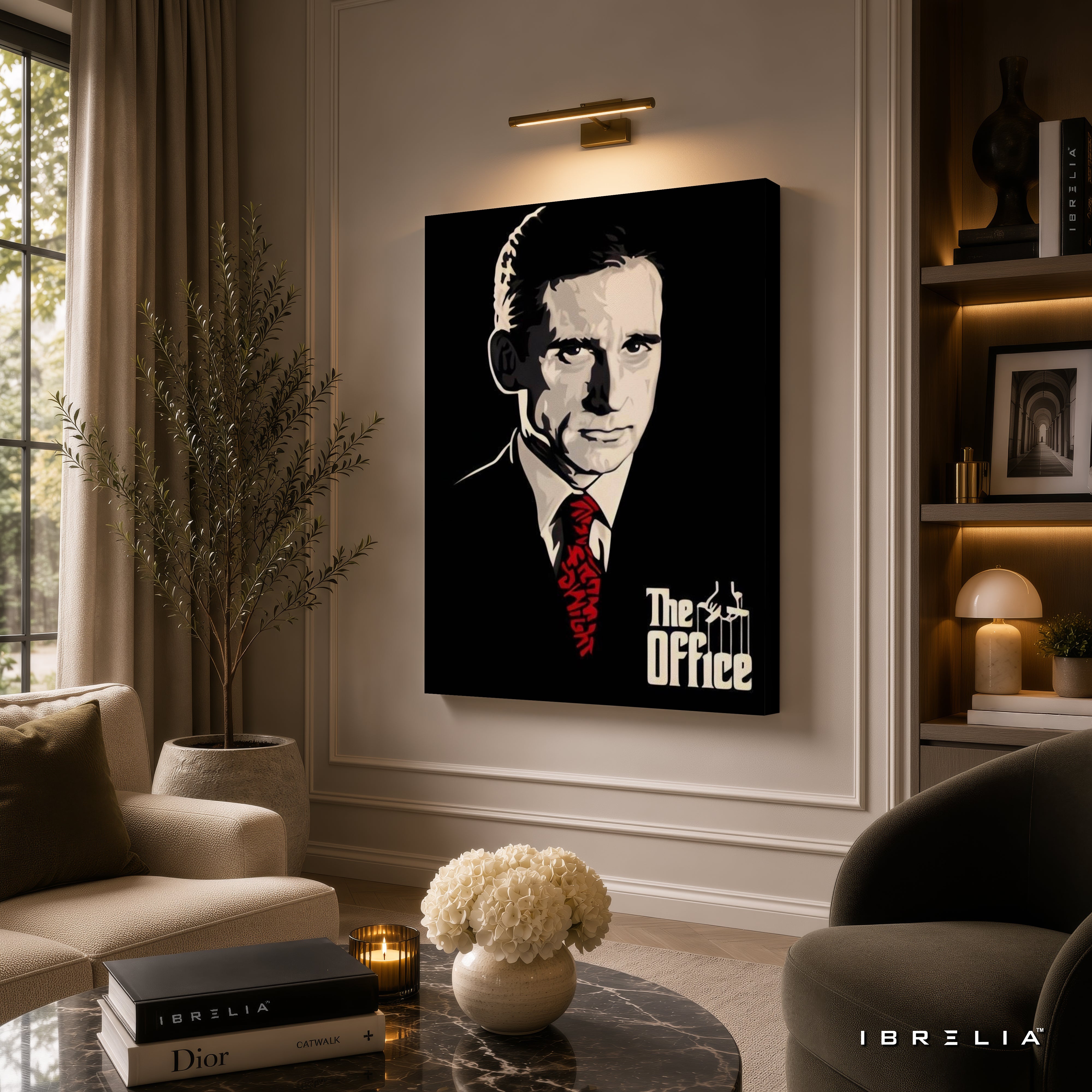 The Office Michael Scott "The Godfather" Wall Art – Minimalist Mafia Style Portrait 4K Wrapped MDF Frame | IBRELIA™