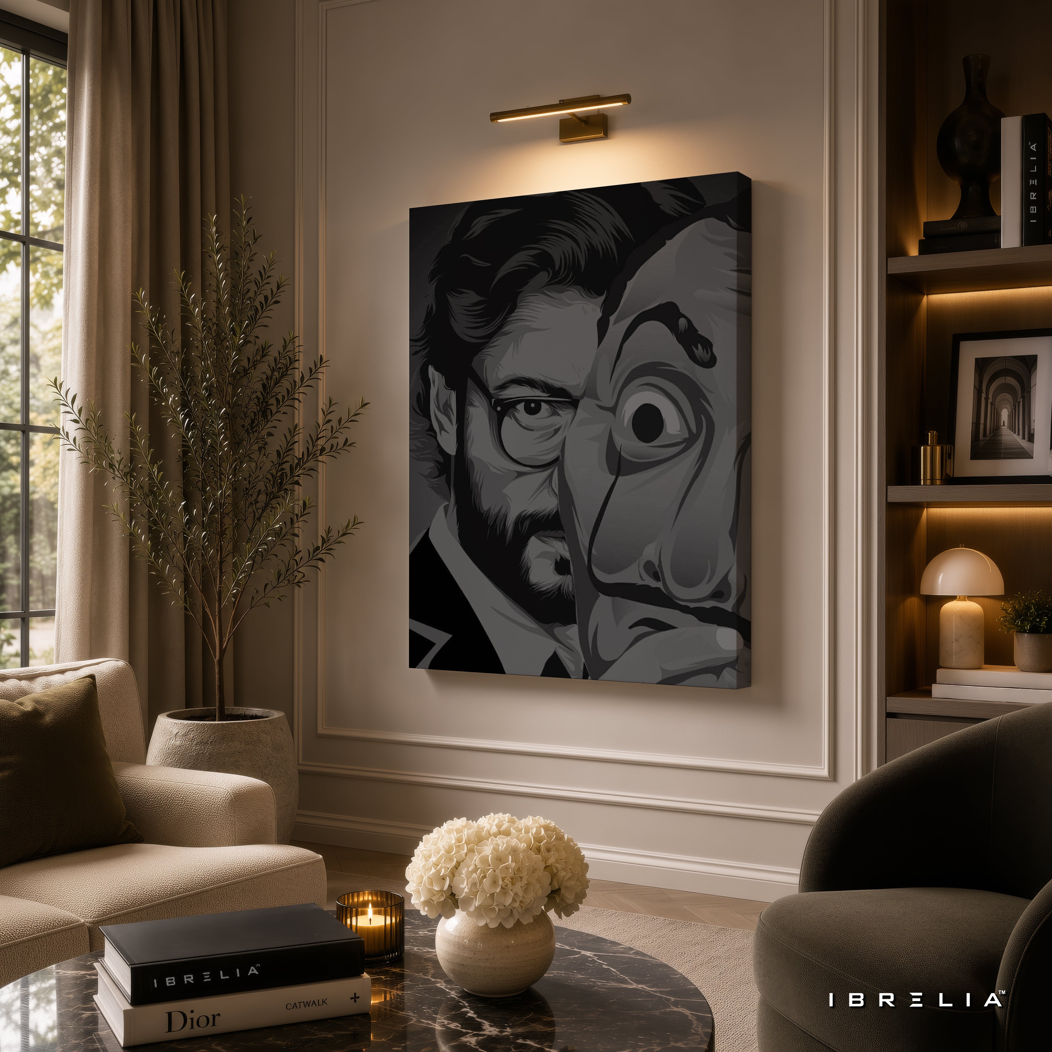 The Professor & Dali Mask Premium Wall Art – Money Heist La Casa de Papel 4K Wrapped MDF Frame | IBRELIA™