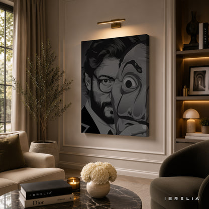 The Professor & Dali Mask Premium Wall Art – Money Heist La Casa de Papel 4K Wrapped MDF Frame | IBRELIA™