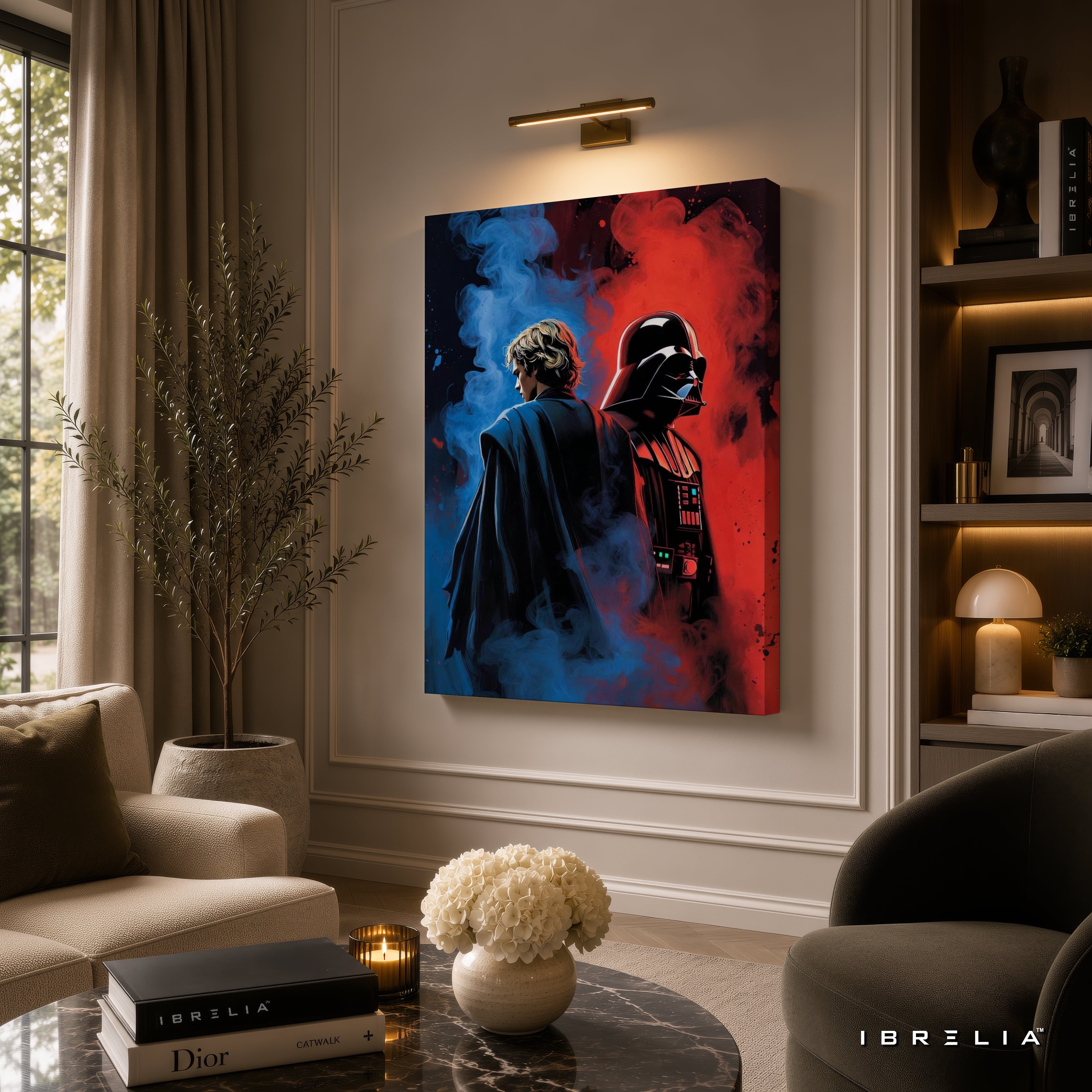 Luke Skywalker & Darth Vader Premium Canvas Wall Art – Light vs Dark Star Wars Artwork | Sci-Fi Movie Decor | IBRELIA™