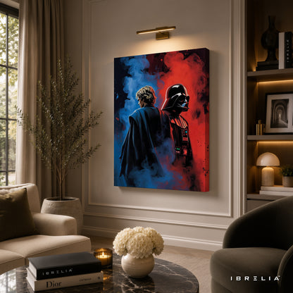 Luke Skywalker & Darth Vader Premium Canvas Wall Art – Light vs Dark Star Wars Artwork | Sci-Fi Movie Decor | IBRELIA™
