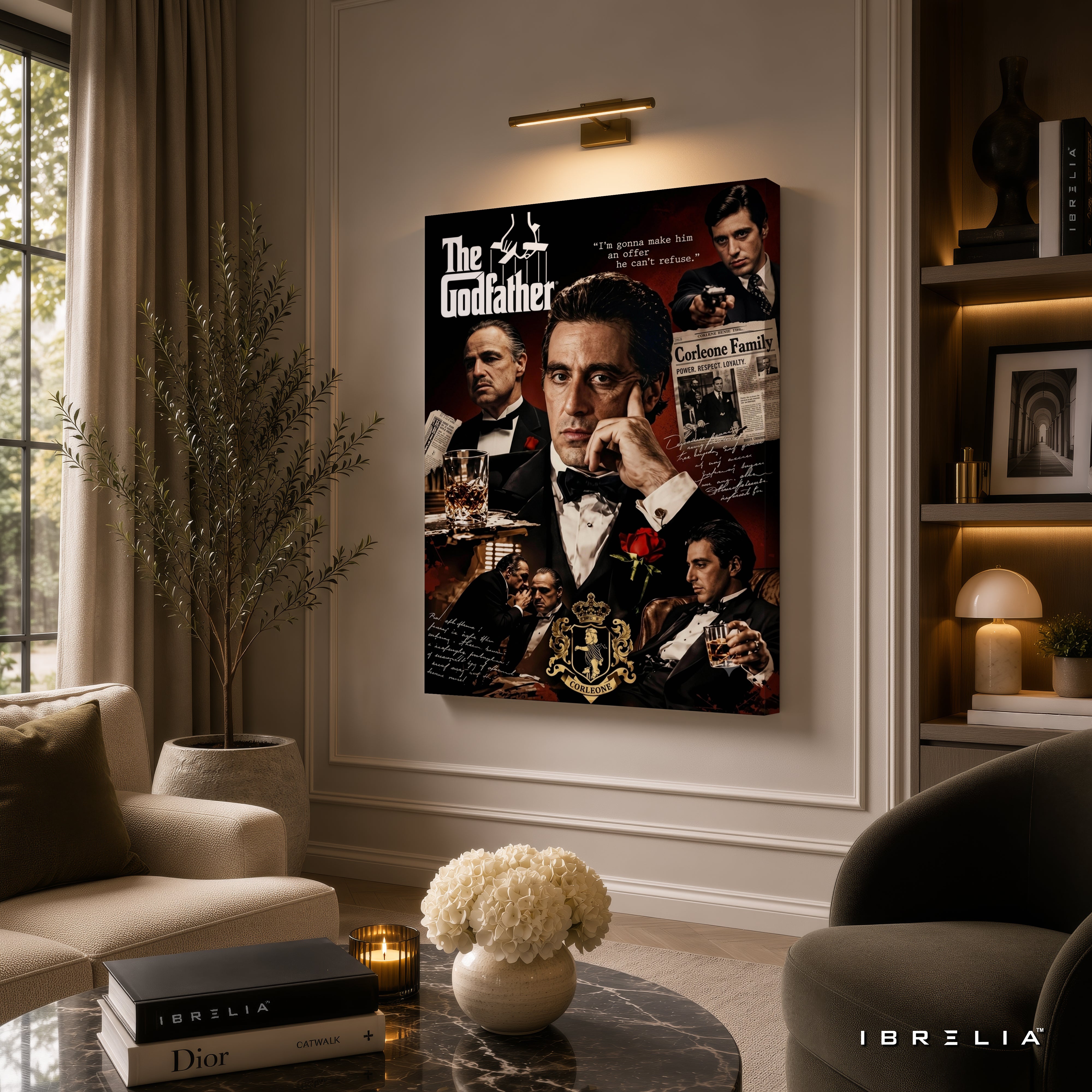 The Godfather Premium Canvas Wall Art – Corleone Family Movie Collage Poster | Mafia Film Decor | IBRELIA™