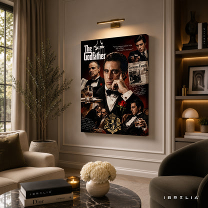 The Godfather Premium Canvas Wall Art – Corleone Family Movie Collage Poster | Mafia Film Decor | IBRELIA™