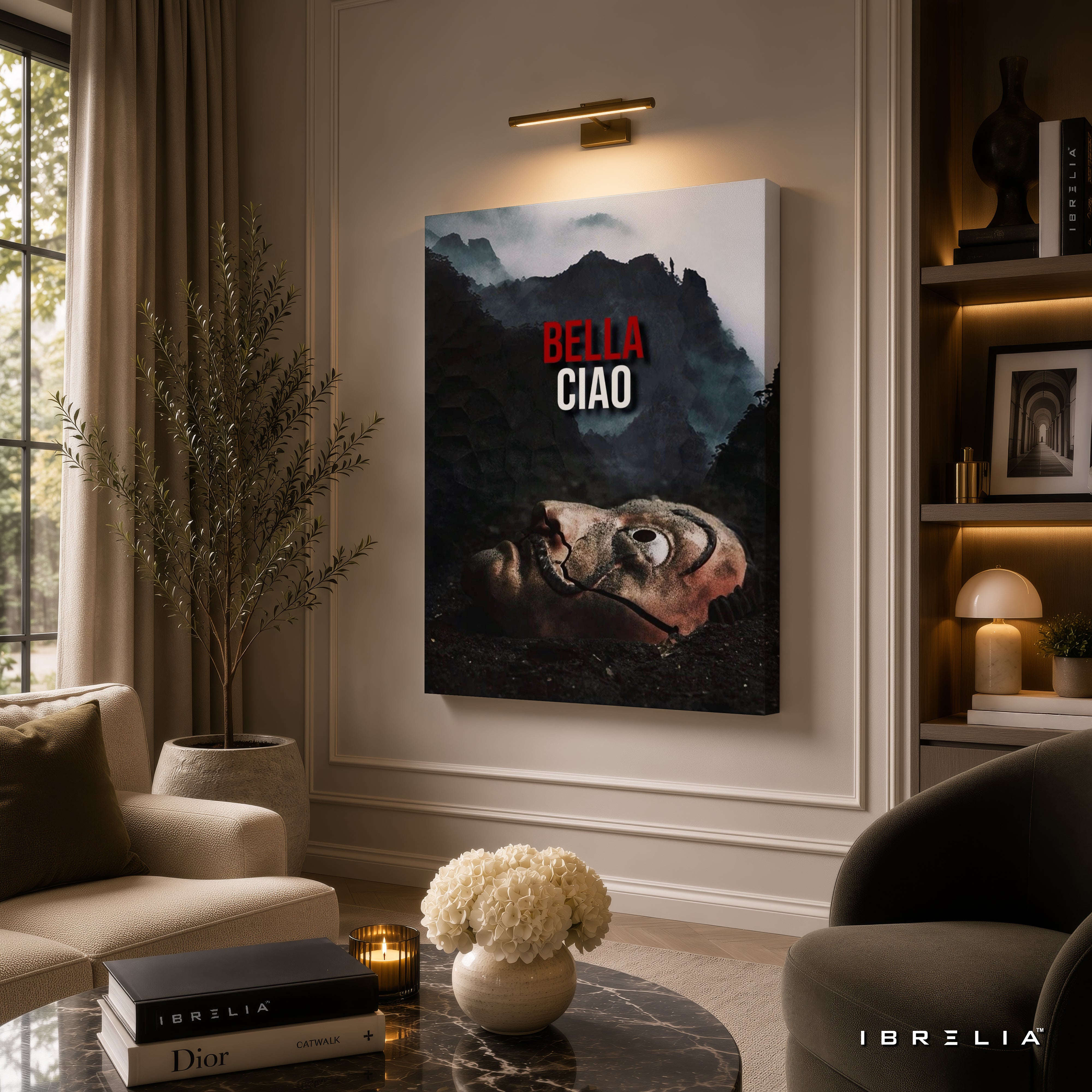 Bella Ciao Money Heist Premium Wall Art – La Casa de Papel Mask 4K Wrapped MDF Frame | IBRELIA™