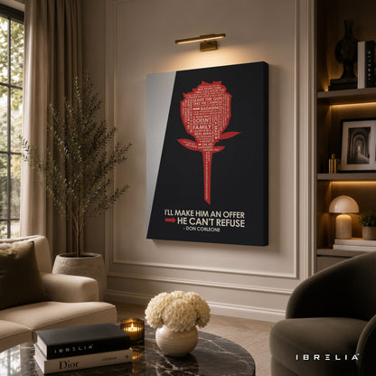 The Godfather Quote Wall Art – Don Corleone "I'll Make Him An Offer He Can't Refuse" Premium Movie Wall Decor | IBRELIA™
