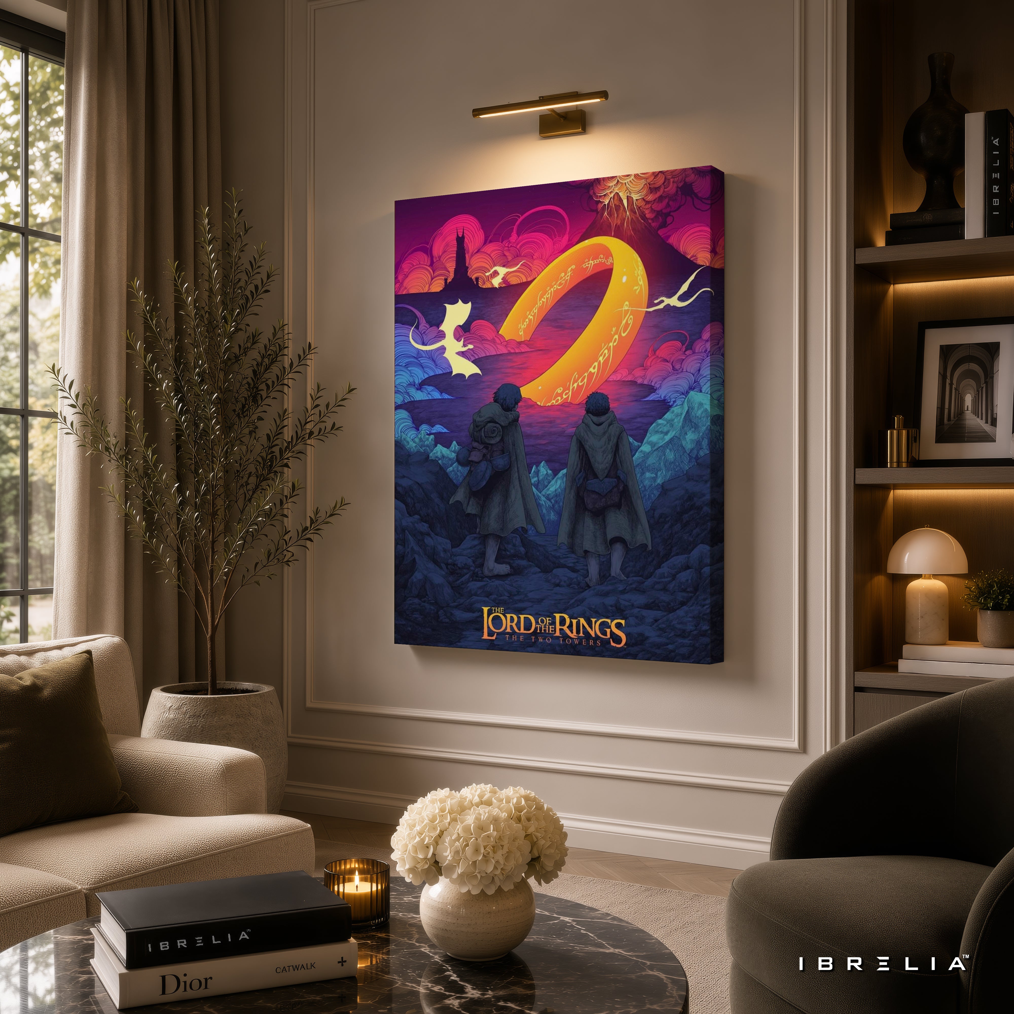 The Lord of the Rings: The Two Towers Premium Canvas Wall Art – Vibrant Fantasy Movie Artwork | One Ring Middle-earth Decor | IBRELIA™