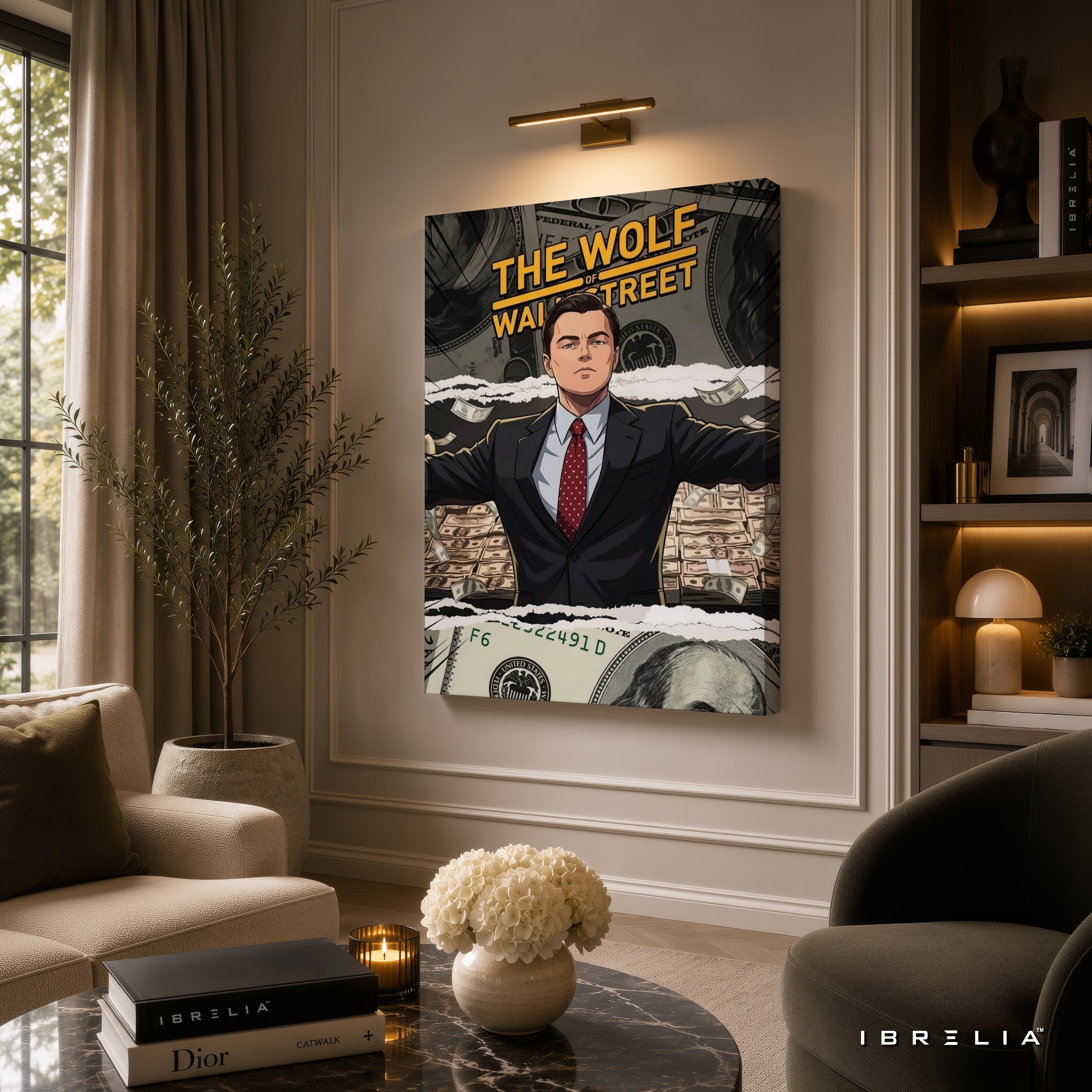 The Wolf of Wall Street Jordan Belfort Canvas Wall Art – Premium Money & Success Movie Decor | IBRELIA™