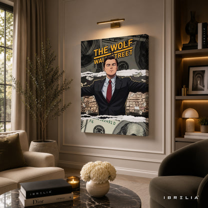 The Wolf of Wall Street Jordan Belfort Canvas Wall Art – Premium Money & Success Movie Decor | IBRELIA™