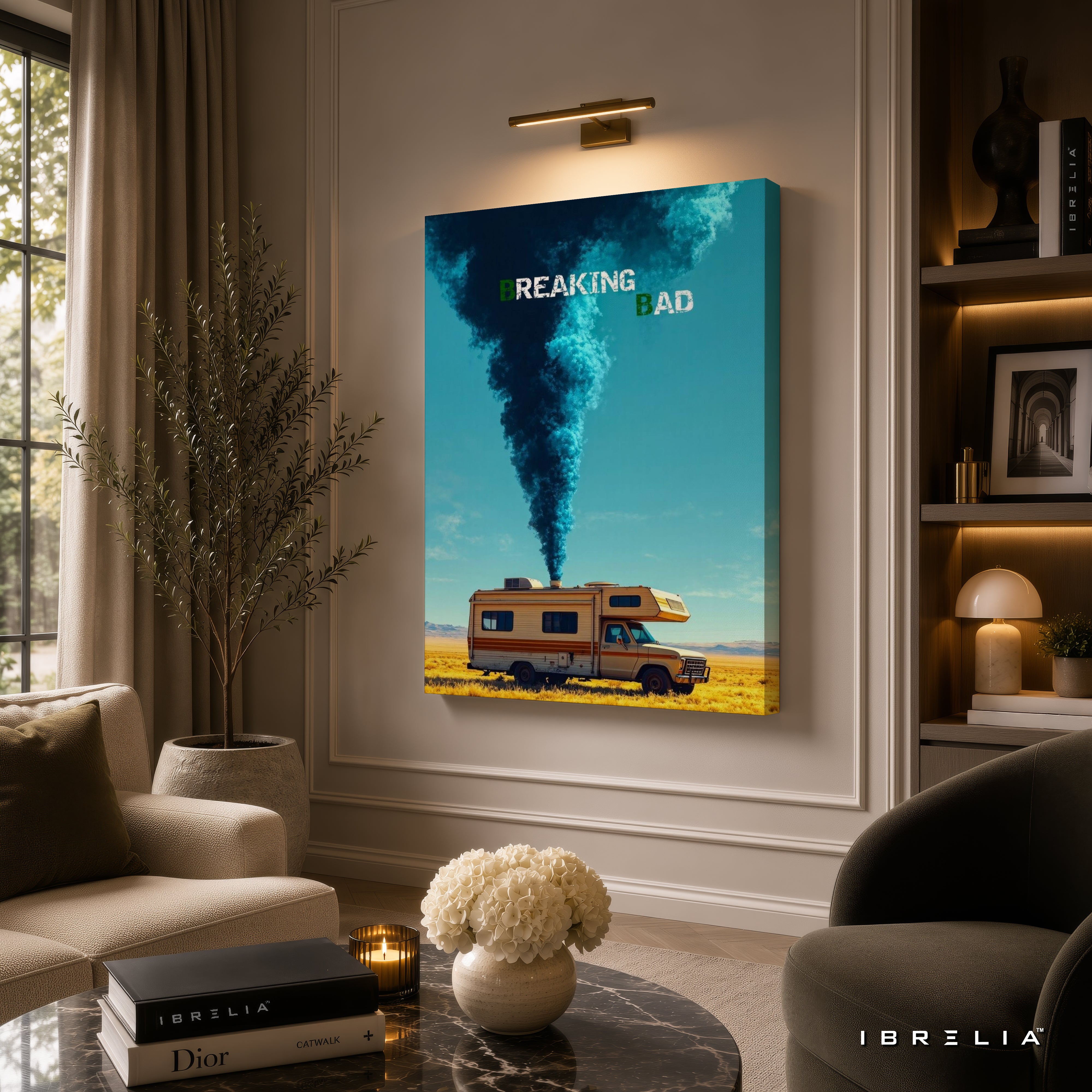 Breaking Bad RV Canvas Wall Art – Breaking Bad Desert RV Canvas Print | Heisenberg TV Series Wall Decor | IBRELIA™