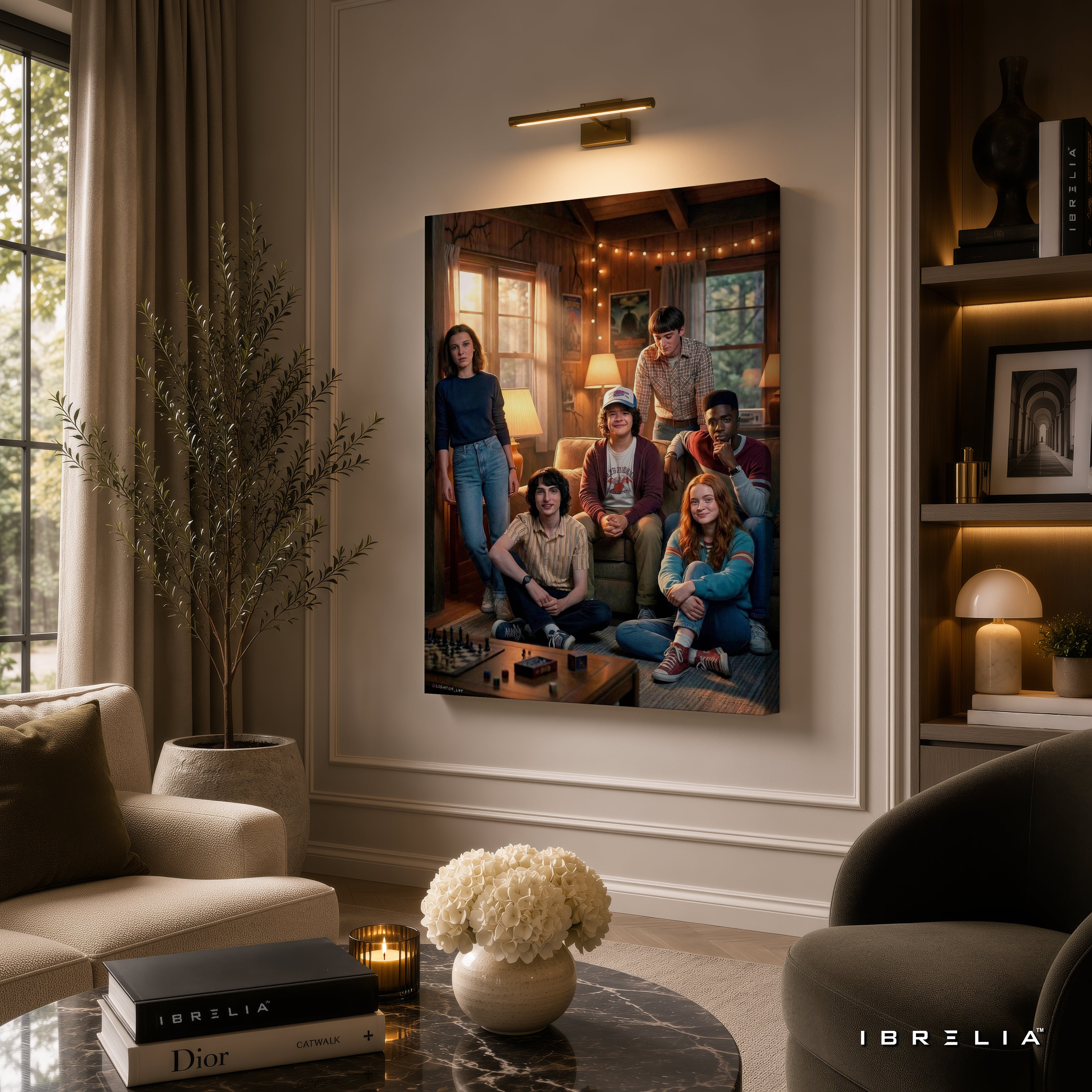 Stranger Things Friends of Hawkins Premium Canvas Wall Art – Netflix Group Cast Artwork | Sci-Fi TV Series Canvas Decor | IBRELIA™