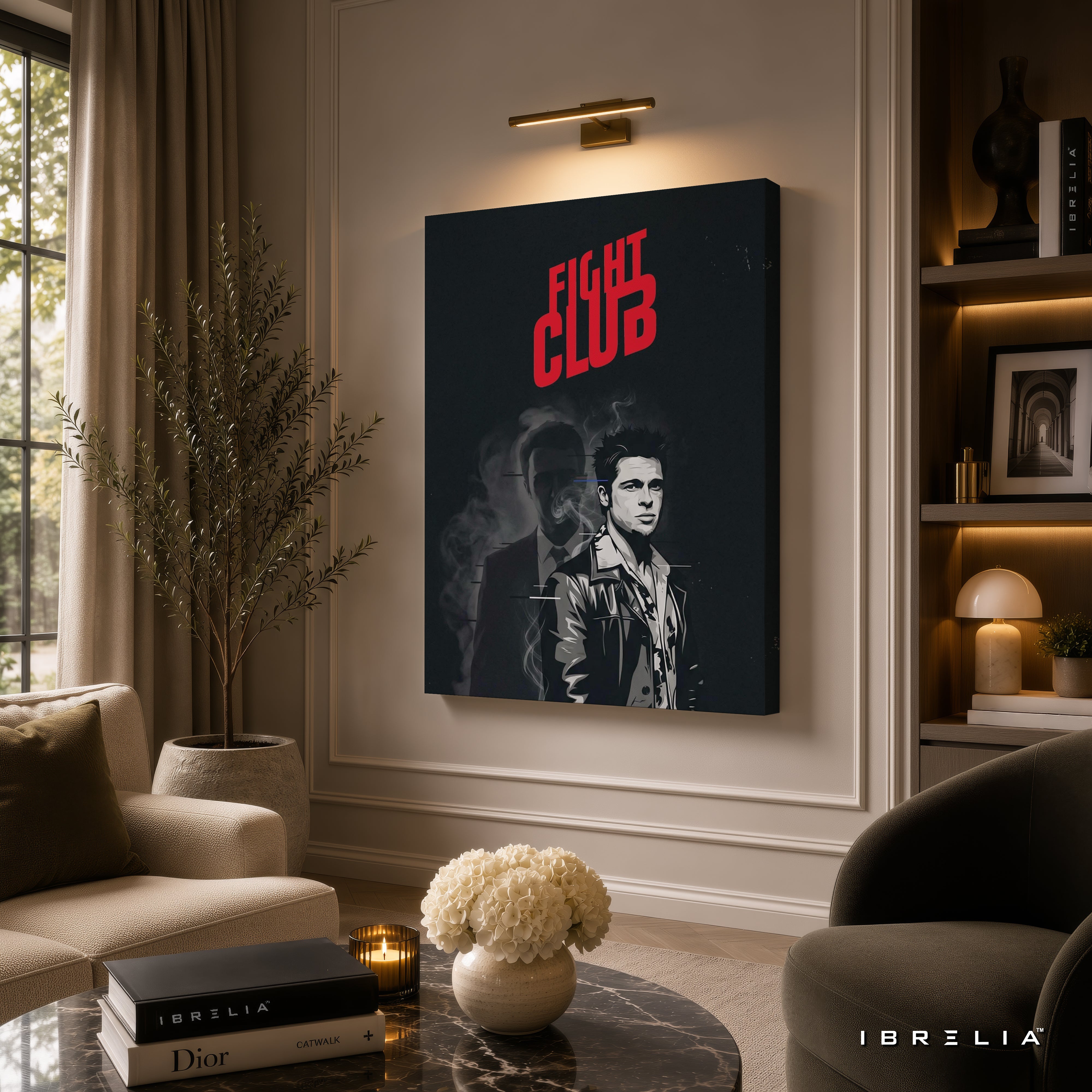 Fight Club Premium Canvas Wall Art – Tyler Durden Minimalist Movie Artwork | Cult Classic Cinema Decor | IBRELIA™