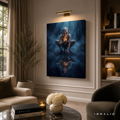 Gollum & The One Ring Premium Canvas Wall Art – Lord of the Rings Fantasy Artwork | Middle-earth Movie Decor | IBRELIA™