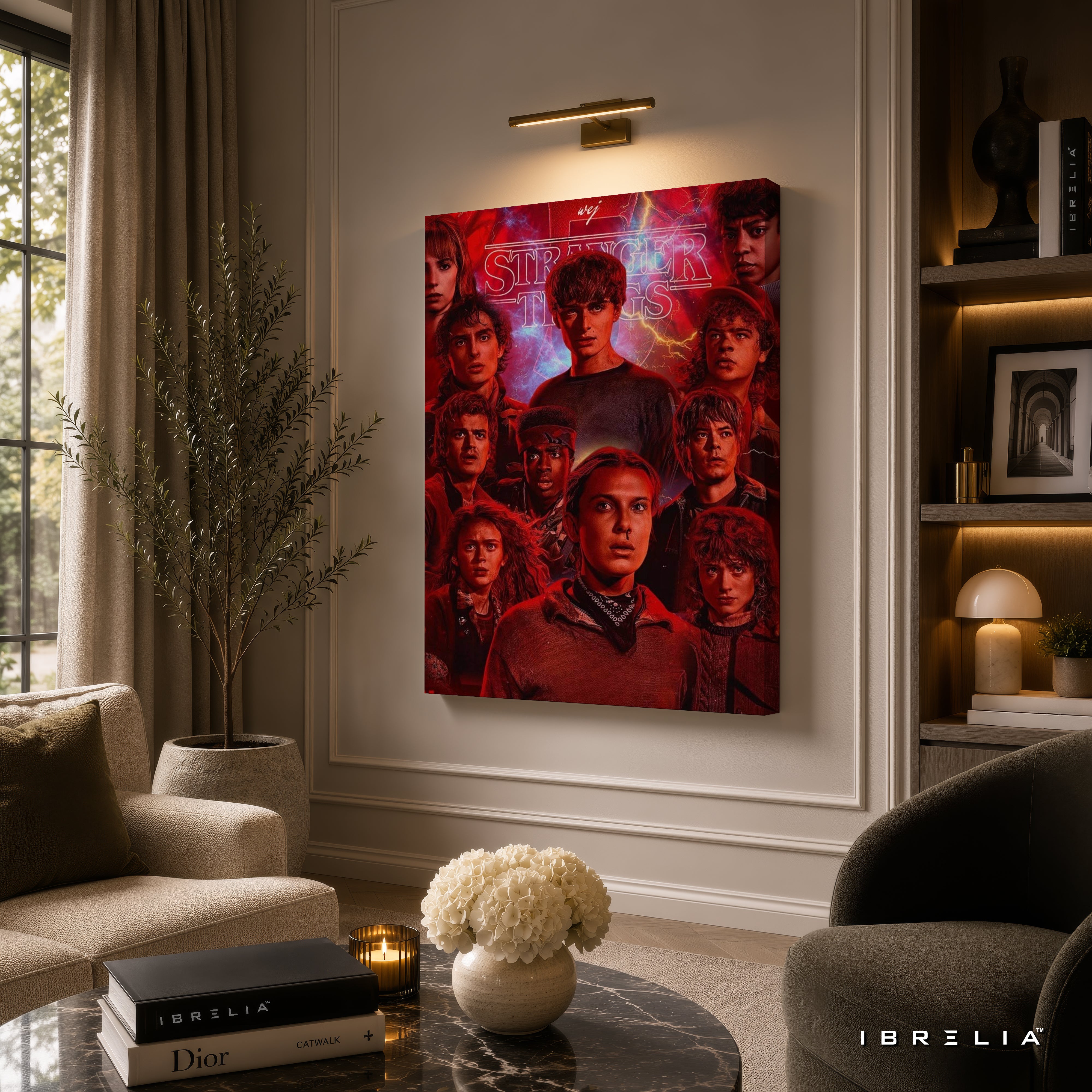 Stranger Things Cast Premium Canvas Wall Art – Netflix Series Character Poster | Retro Sci-Fi Horror Canvas Decor | IBRELIA™
