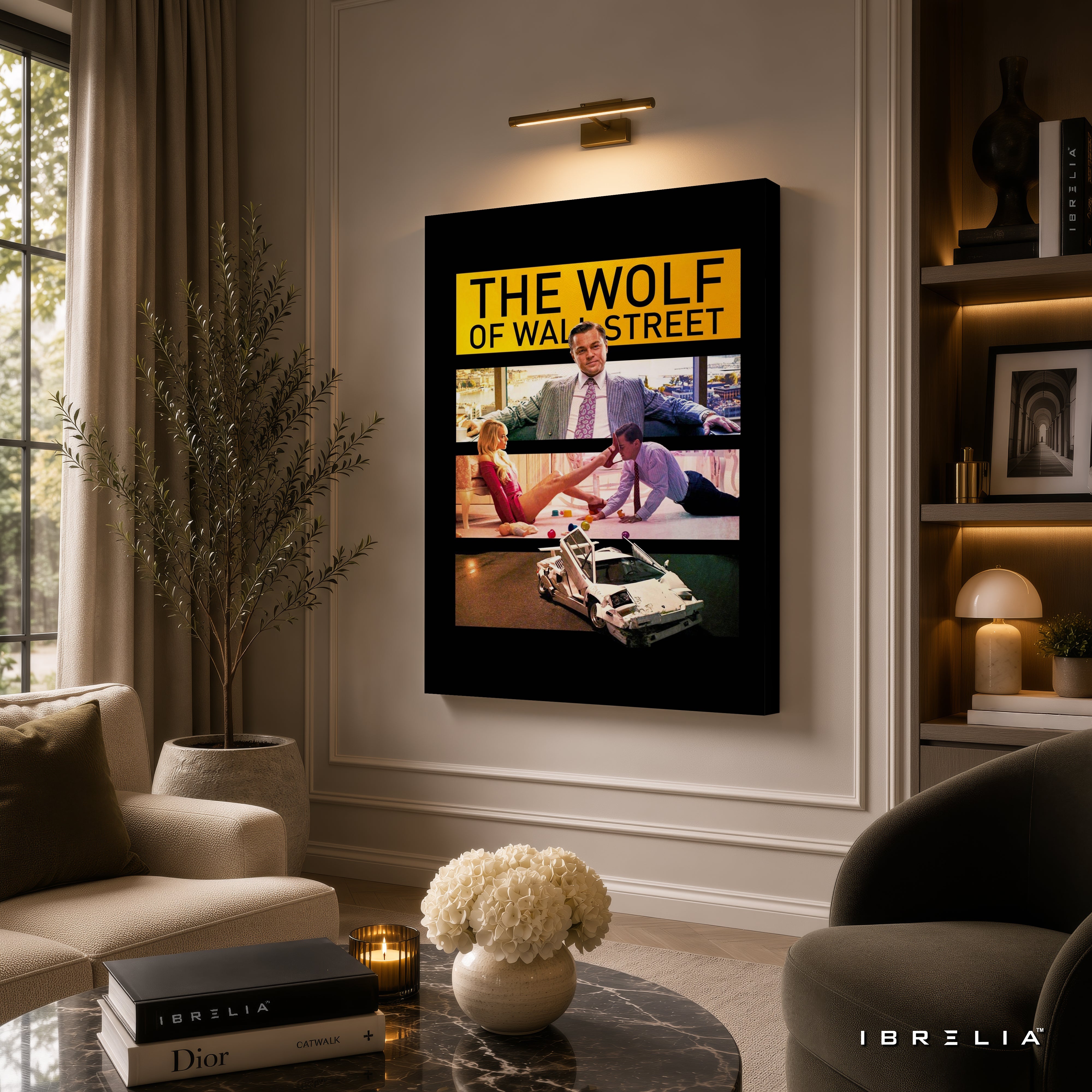 The Wolf of Wall Street Iconic Scenes Premium Canvas Wall Art – Jordan Belfort Movie Poster | Luxury Office Decor | IBRELIA™