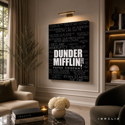 The Office Dunder Mifflin Typography Wall Art – Iconic Quotes & Minimalist TV Series Decor 4K Wrapped MDF Frame | IBRELIA™