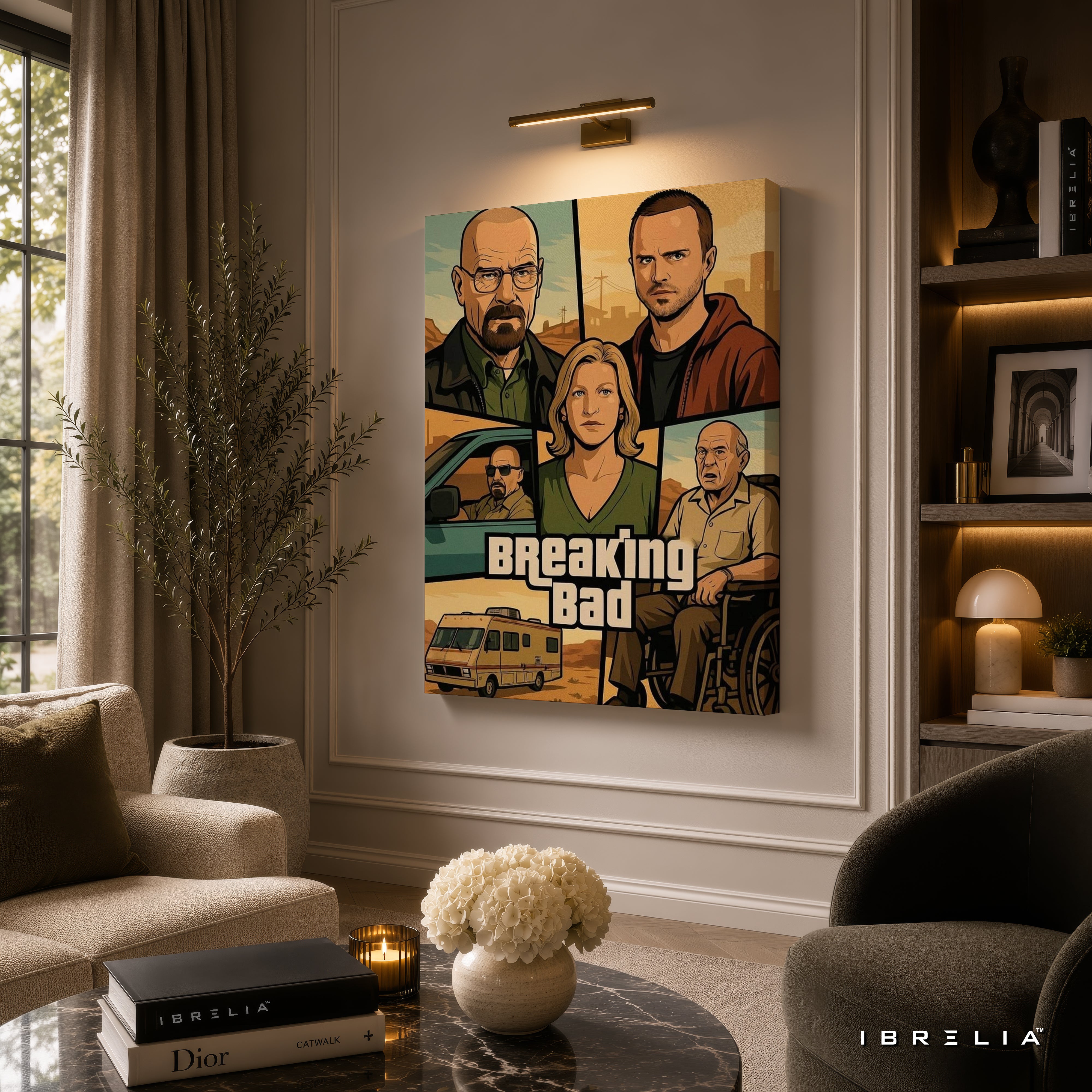 Breaking Bad Vintage Comic Canvas Wall Art – Walter White & Jesse Pinkman Retro Canvas Print | Breaking Bad Wall Decor | IBRELIA™