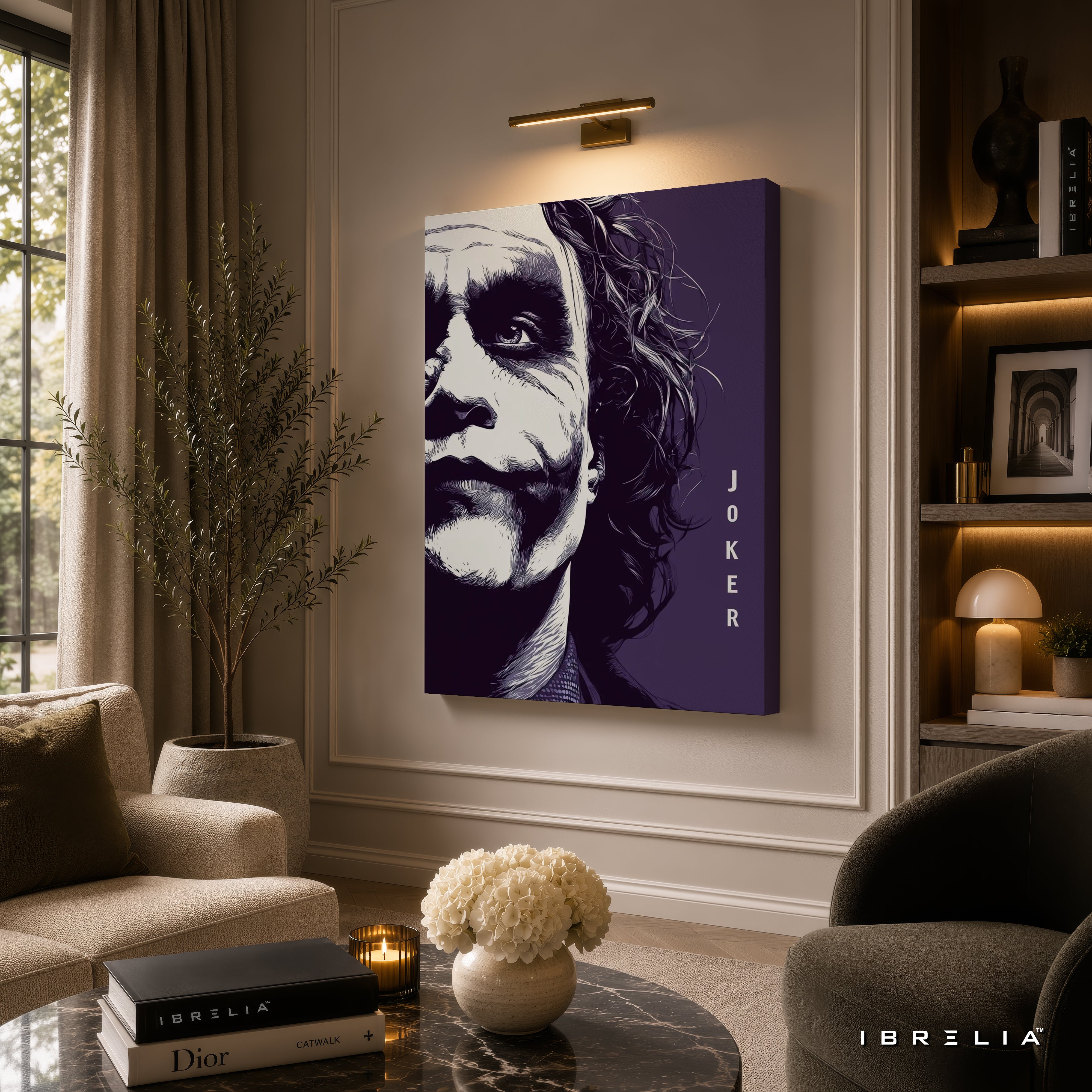 The Dark Knight Joker Wall Art – Heath Ledger Minimalist Premium Wrapped MDF Wall Decor | IBRELIA™