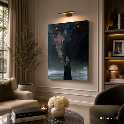 Daenerys Targaryen & Drogon Premium Wall Art – Game of Thrones 4K Wrapped MDF Frame | IBRELIA™