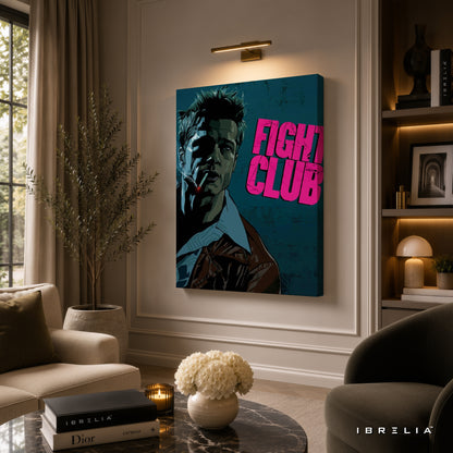 Fight Club Premium Canvas Wall Art – Tyler Durden Movie Artwork | Cult Classic Cinema Decor | IBRELIA™