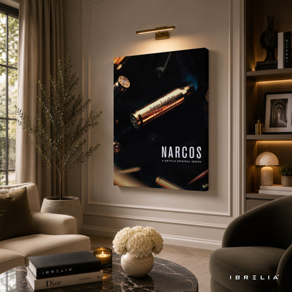 Narcos Pablo Escobar Bullet Premium Wall Art – Netflix Crime Series 4K Wrapped MDF Frame | IBRELIA™