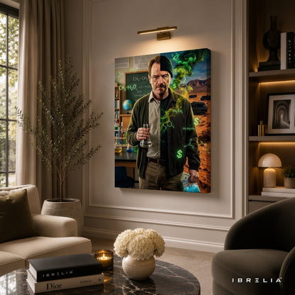 Breaking Bad Walter White Chemistry Canvas Wall Art – Heisenberg Split Portrait Canvas Print | Breaking Bad Wall Decor | IBRELIA™