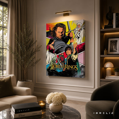 The Lord of the Rings: The Return of the King Premium Canvas Wall Art – Comic Style Fantasy Movie Artwork | Middle-earth Decor | IBRELIA™