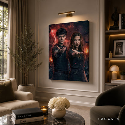 Stranger Things Eleven & Will Premium Canvas Wall Art – Netflix Hawkins Supernatural Artwork | Sci-Fi TV Series Canvas Decor | IBRELIA™