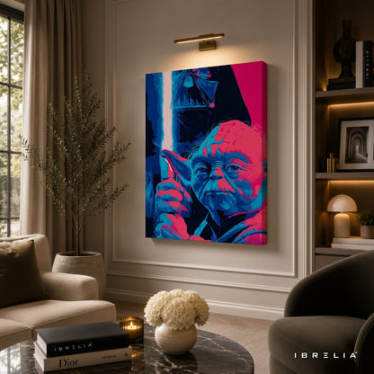 Yoda & Darth Vader Neon Premium Canvas Wall Art – Star Wars Lightsaber Poster | Sci-Fi Pop Art Decor | IBRELIA™