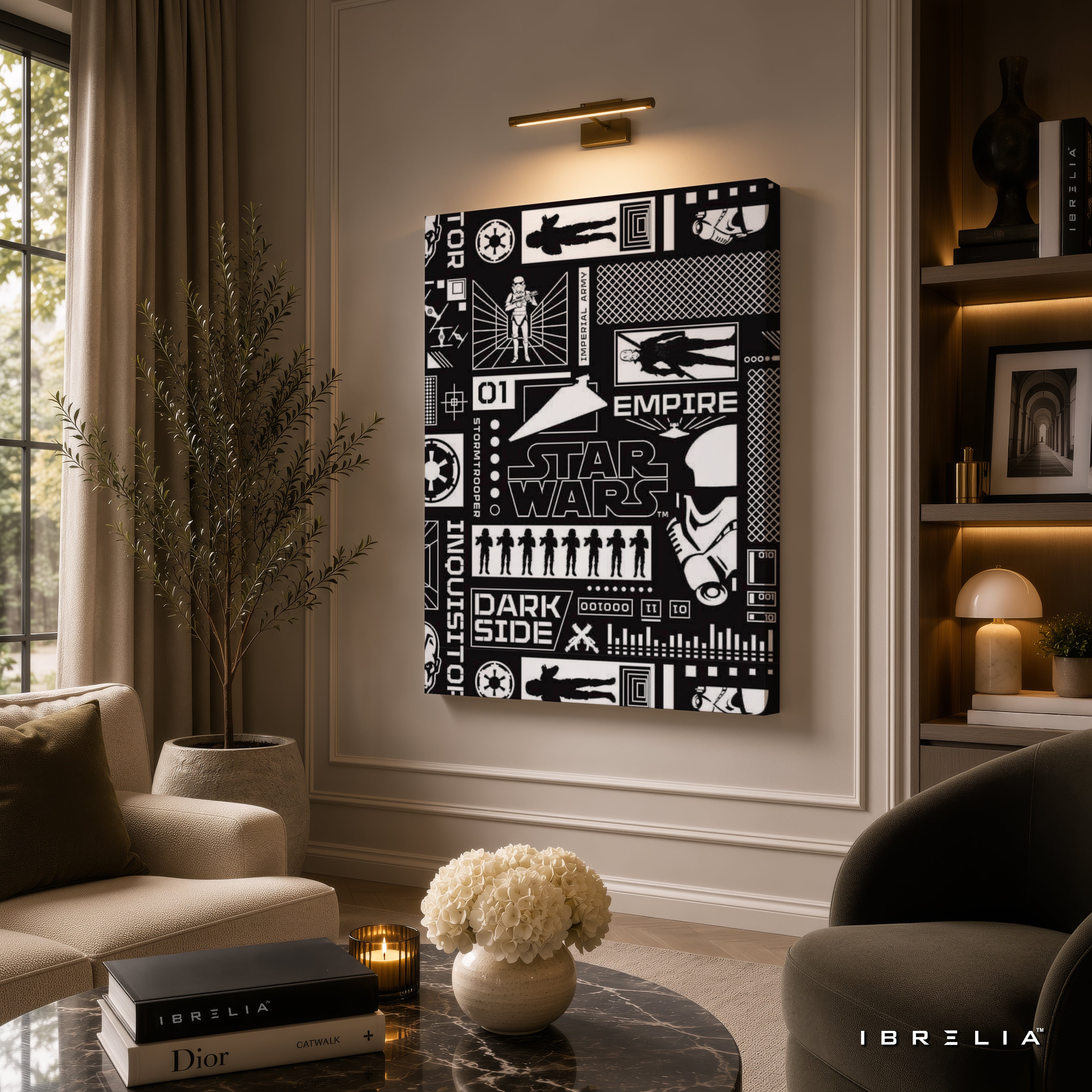 Star Wars Dark Side Blueprint Premium Canvas Wall Art – Imperial Empire Graphic Design | Sci-Fi Movie Decor | IBRELIA™