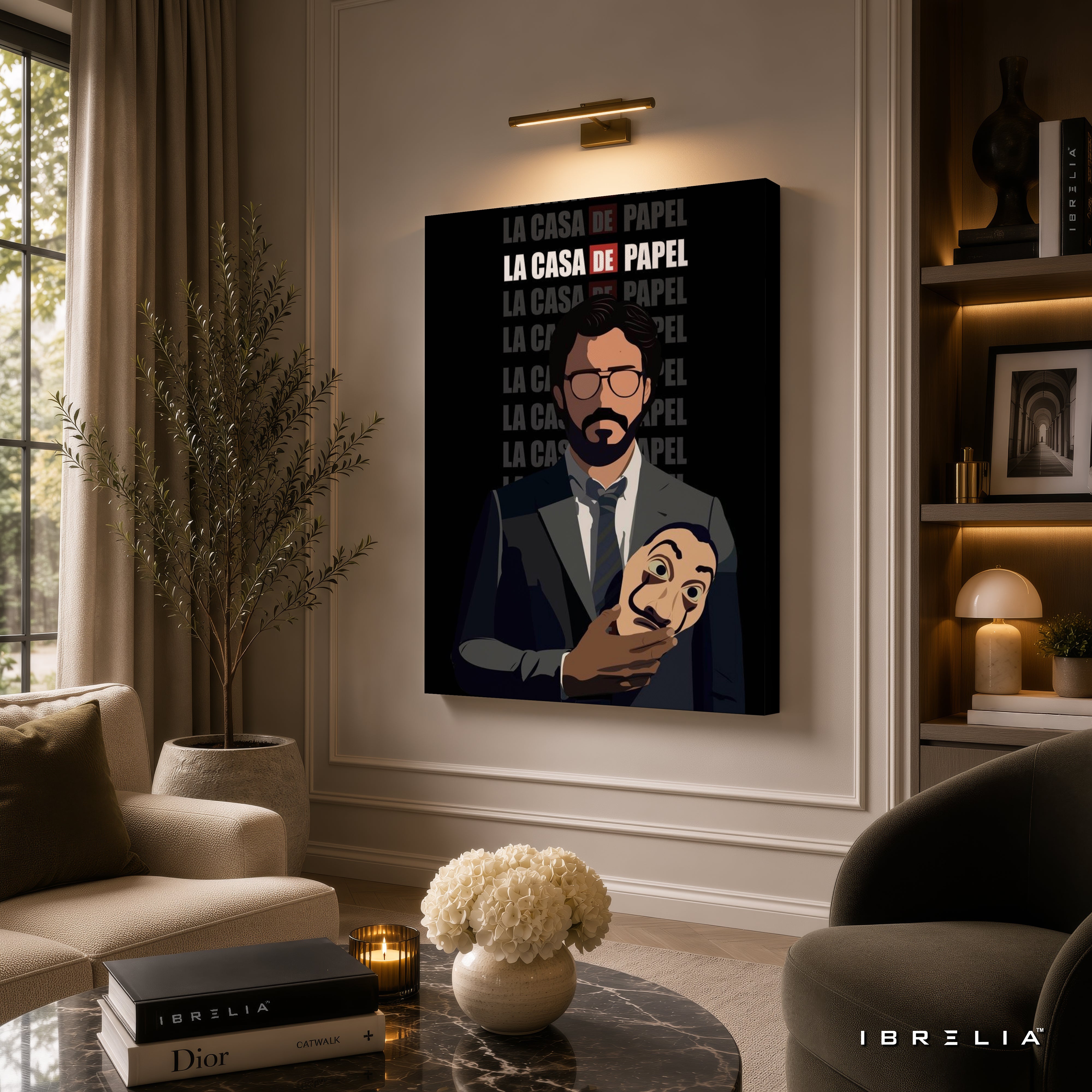The Professor & Dali Mask Premium Wall Art – La Casa de Papel (Money Heist) 4K Wrapped MDF Frame | IBRELIA™