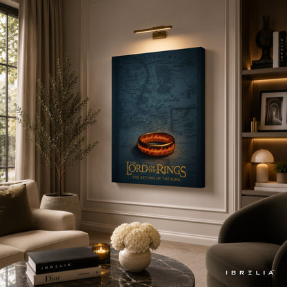 The Lord of the Rings One Ring Premium Canvas Wall Art – Return of the King Middle-earth Map Artwork | Fantasy Movie Decor | IBRELIA™