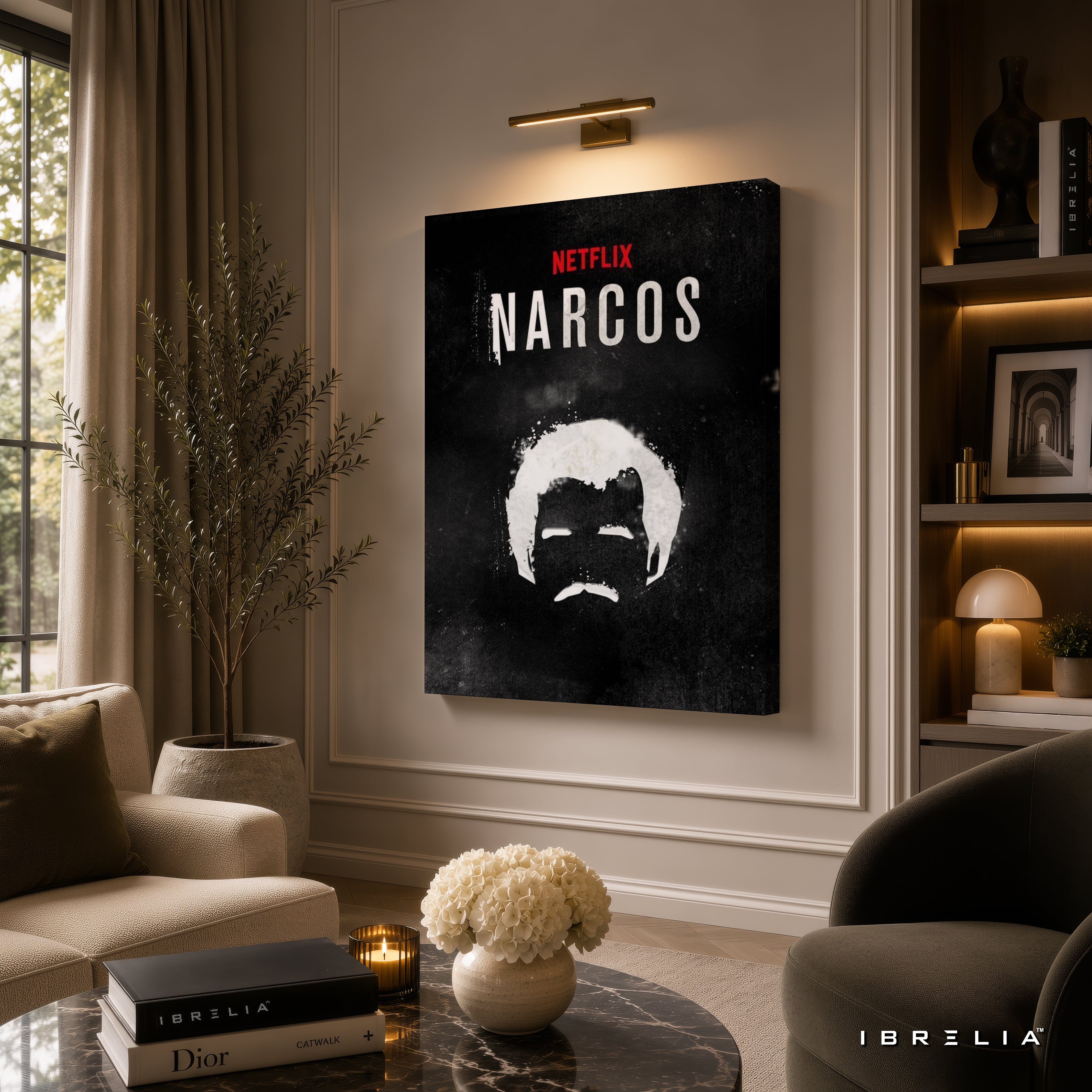 Narcos Minimalist Premium Wall Art – Netflix Inspired Pablo Escobar 4K Wrapped MDF Frame | IBRELIA™