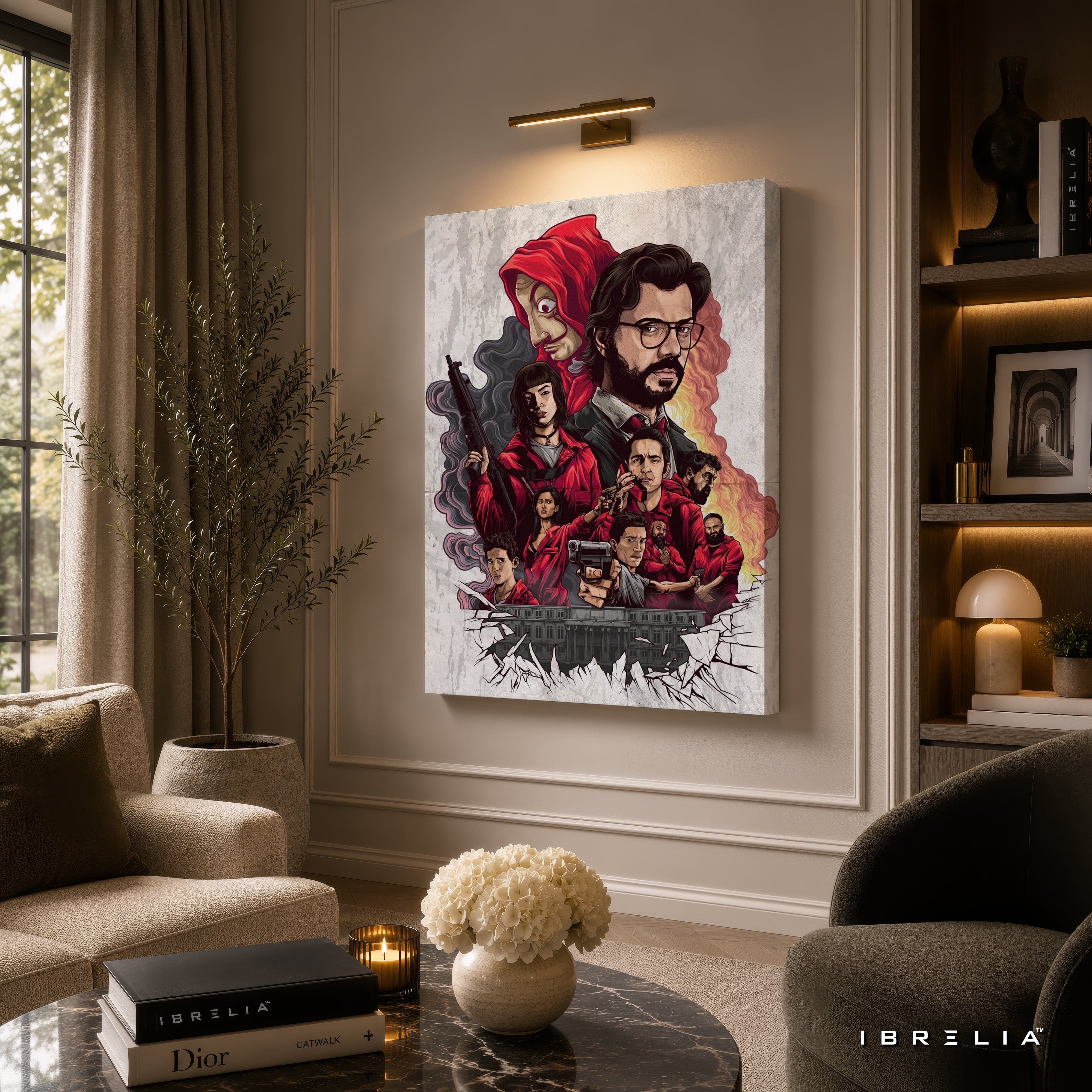 Money Heist Premium Collage Wall Art – La Casa de Papel (The Professor & Crew) 4K Wrapped MDF Frame | IBRELIA™