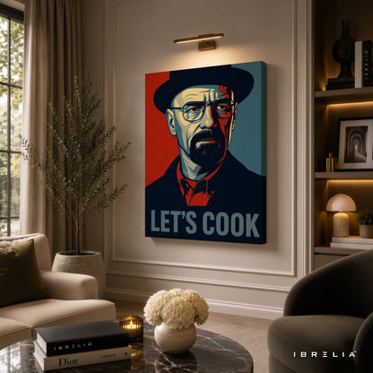 Breaking Bad "Let's Cook" Canvas Wall Art – Heisenberg Walter White Pop Art Canvas Print | Breaking Bad Wall Decor | IBRELIA™