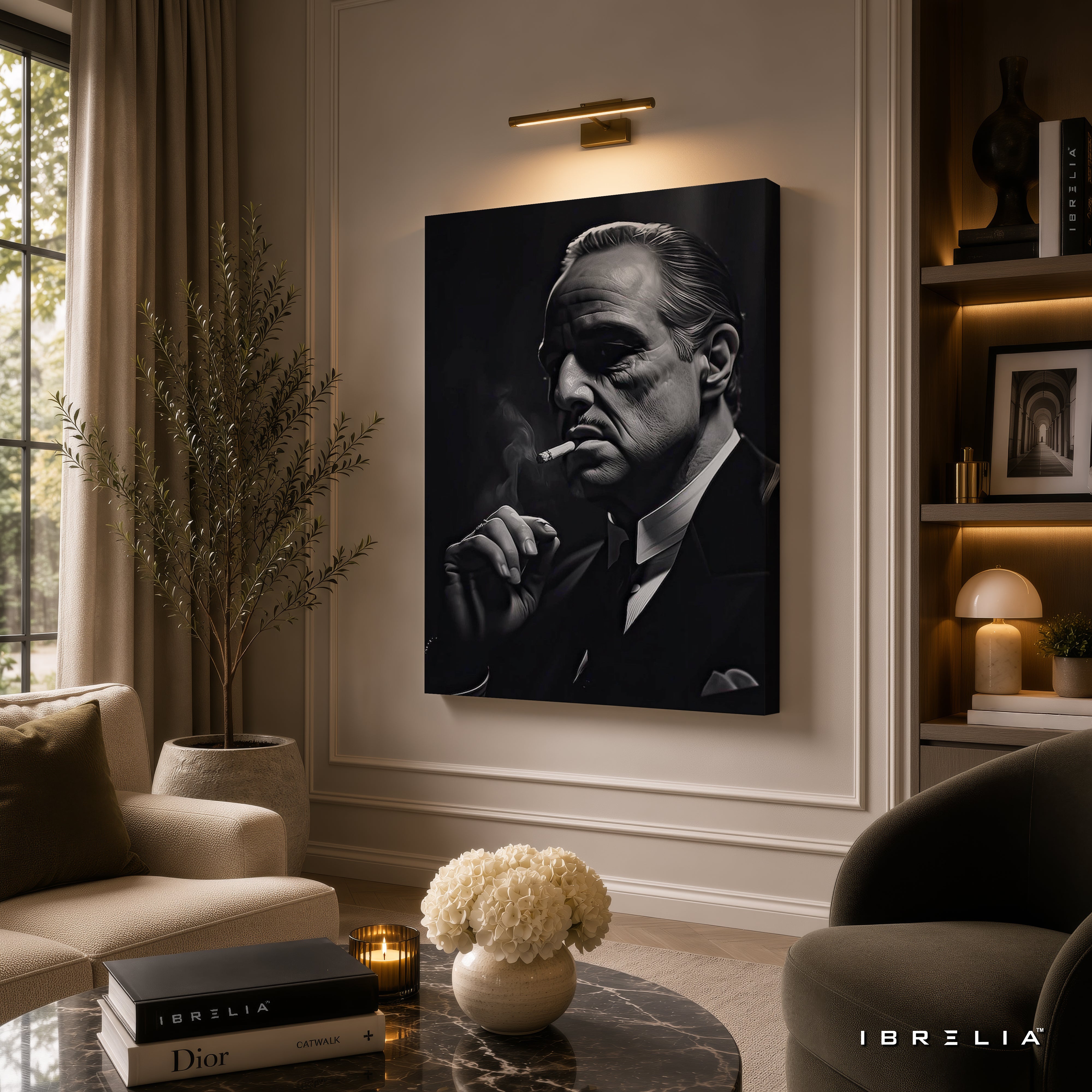 The Godfather Black & White Wall Art – Don Vito Corleone Premium Movie Wall Decor | IBRELIA™