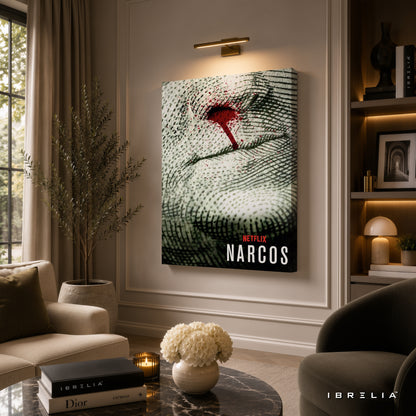 Narcos Fingerprint Premium Wall Art – Netflix Inspired Crime Series 4K Wrapped MDF Frame | IBRELIA™