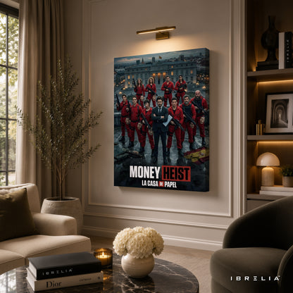 Money Heist (La Casa de Papel) Team Premium Wall Art – Netflix 4K Wrapped MDF Frame | IBRELIA™
