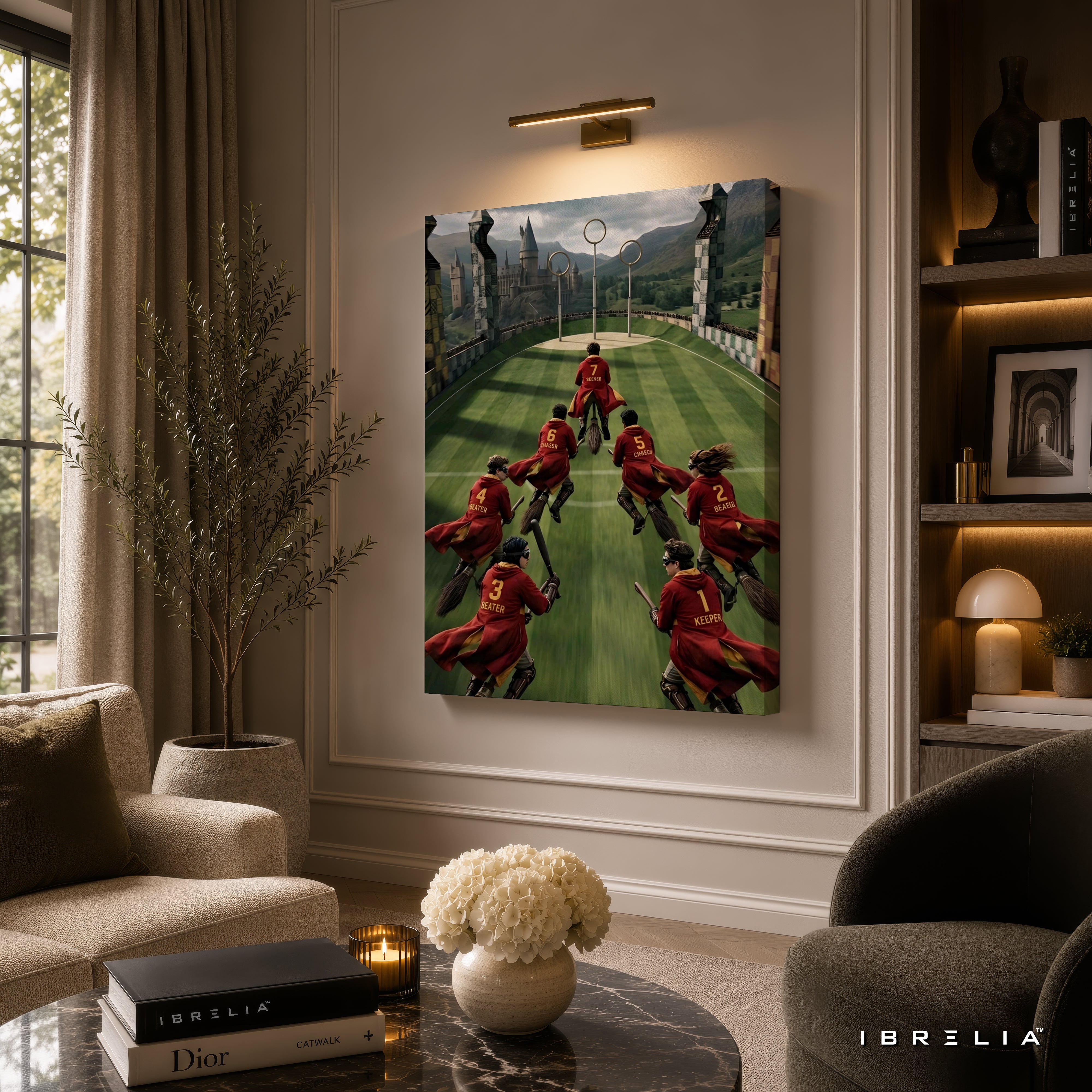 Harry Potter Quidditch Wall Art – Hogwarts Quidditch Match Premium Wrapped MDF Wall Decor | IBRELIA™