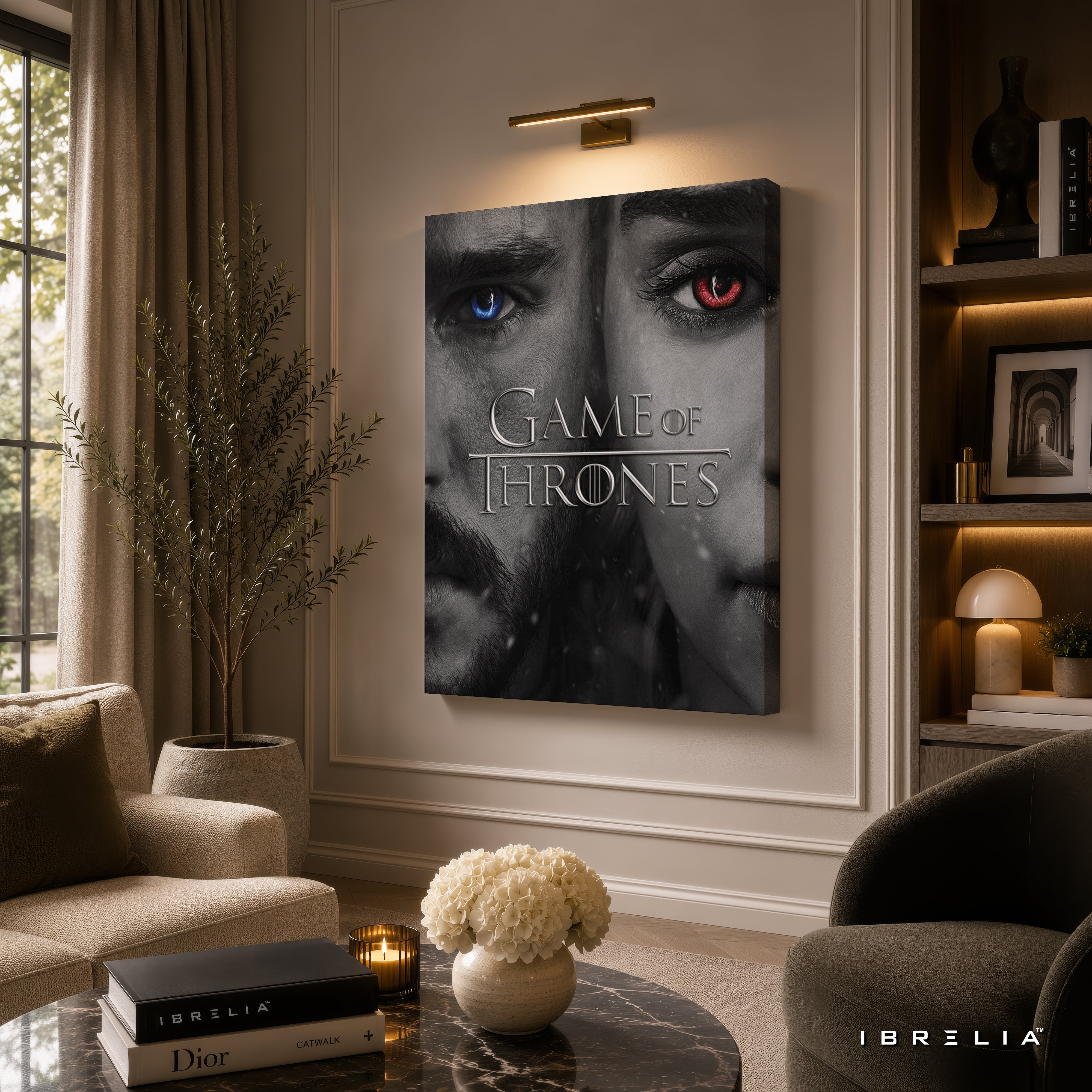 Game of Thrones Premium Wall Art – Jon Snow & Daenerys Targaryen 4K Wrapped MDF Frame | IBRELIA™