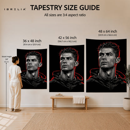 Cristiano Ronaldo Street Art Wall Tapestry | Premium Heavyweight Jute Fabric Wall Hanging