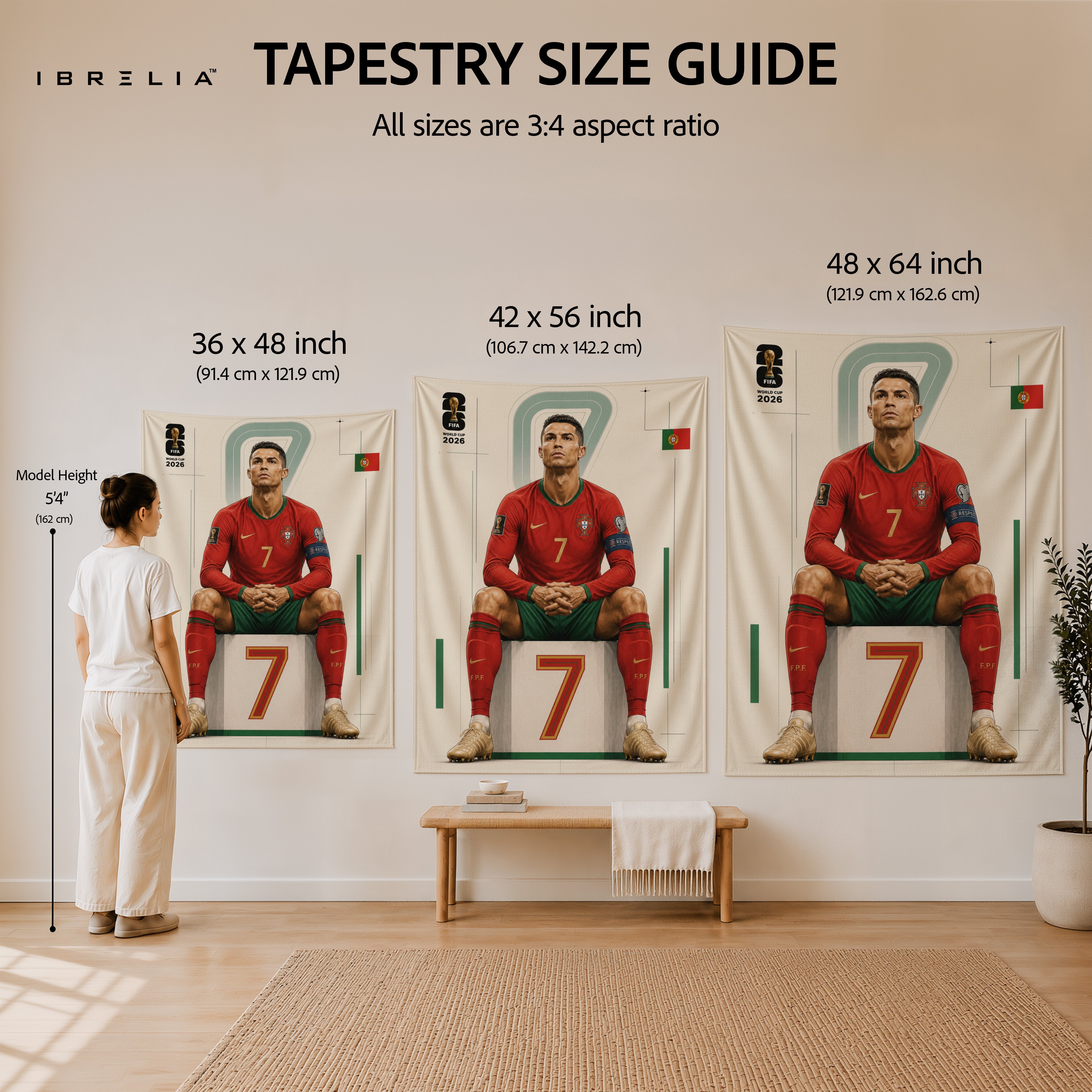 Cristiano Ronaldo Portugal 2026 Wall Tapestry | Premium Heavyweight Jute Fabric Wall Hanging
