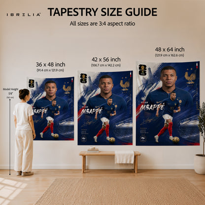 Kylian Mbappé France Champion Edition Wall Tapestry | Premium Heavyweight Jute Fabric Wall Hanging