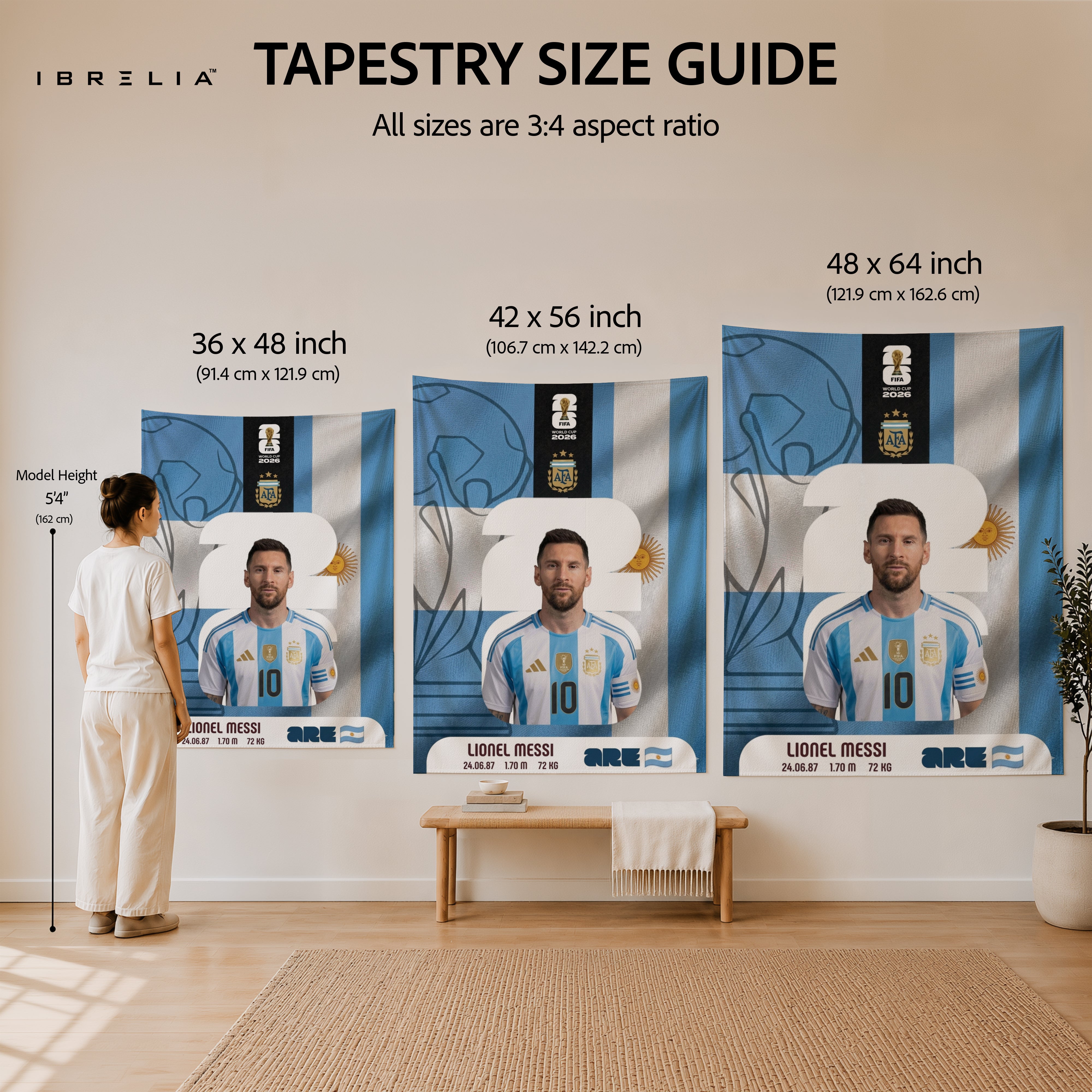 Lionel Messi Argentina World Cup 2026 Wall Tapestry | Premium Heavyweight Jute Fabric Wall Hanging