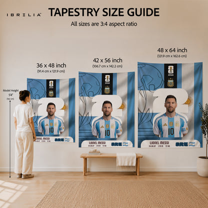 Lionel Messi Argentina World Cup 2026 Wall Tapestry | Premium Heavyweight Jute Fabric Wall Hanging