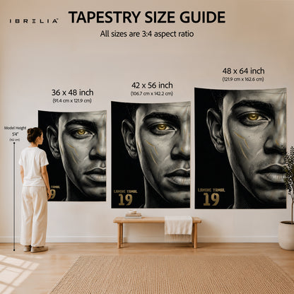 Lamine Yamal Minimalist Portrait Wall Tapestry | Premium Heavyweight Jute Fabric Wall Hanging
