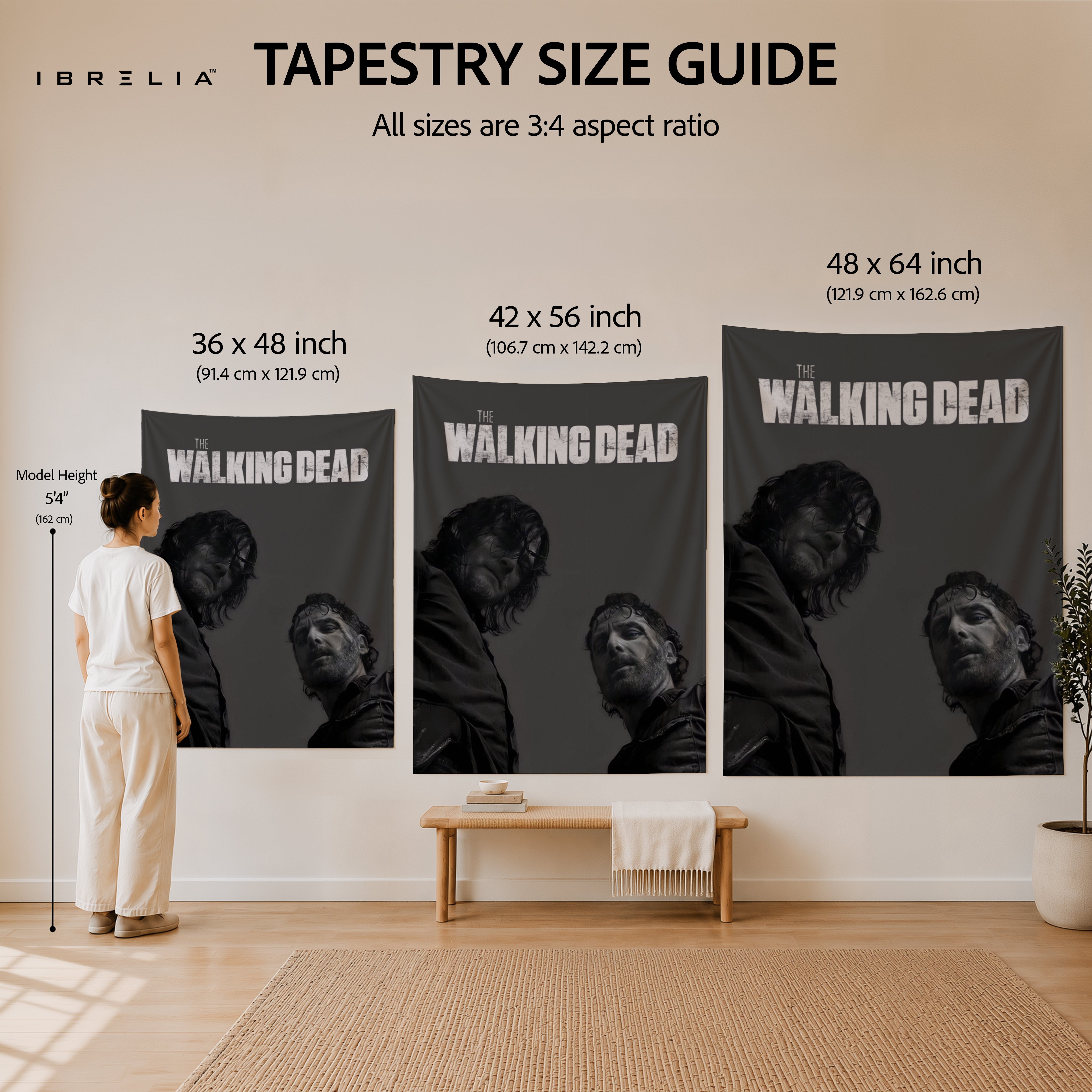 Rick Grimes & Daryl Dixon The Walking Dead Wall Tapestry | Premium Heavyweight Jute Fabric Wall Hanging