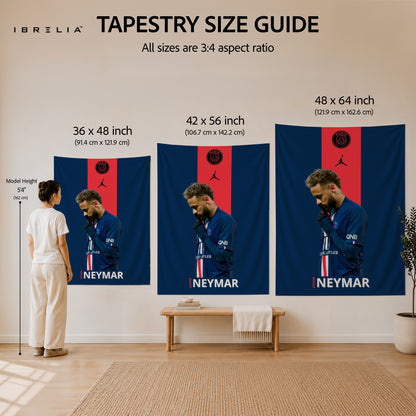Neymar PSG Minimalist Wall Tapestry | Premium Heavyweight Jute Fabric Wall Hanging