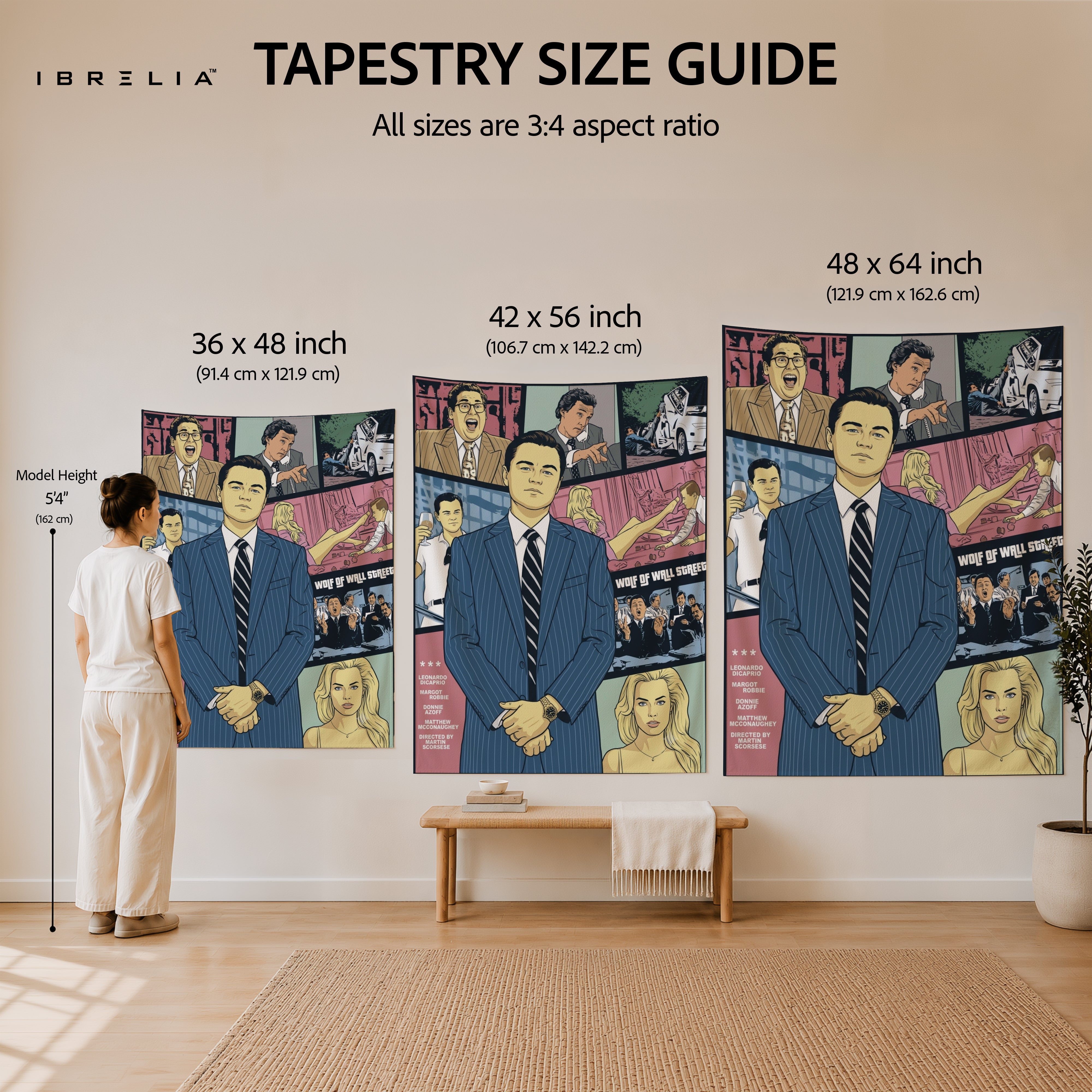 The Wolf of Wall Street Comic Style Wall Tapestry – Premium Movie Inspired Wall Hanging for Home, Office & Gaming Room