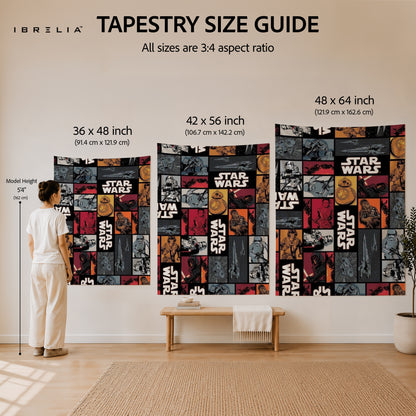Star Wars Comic Collage Wall Tapestry – Vintage Sci-Fi Character Wall Hanging
