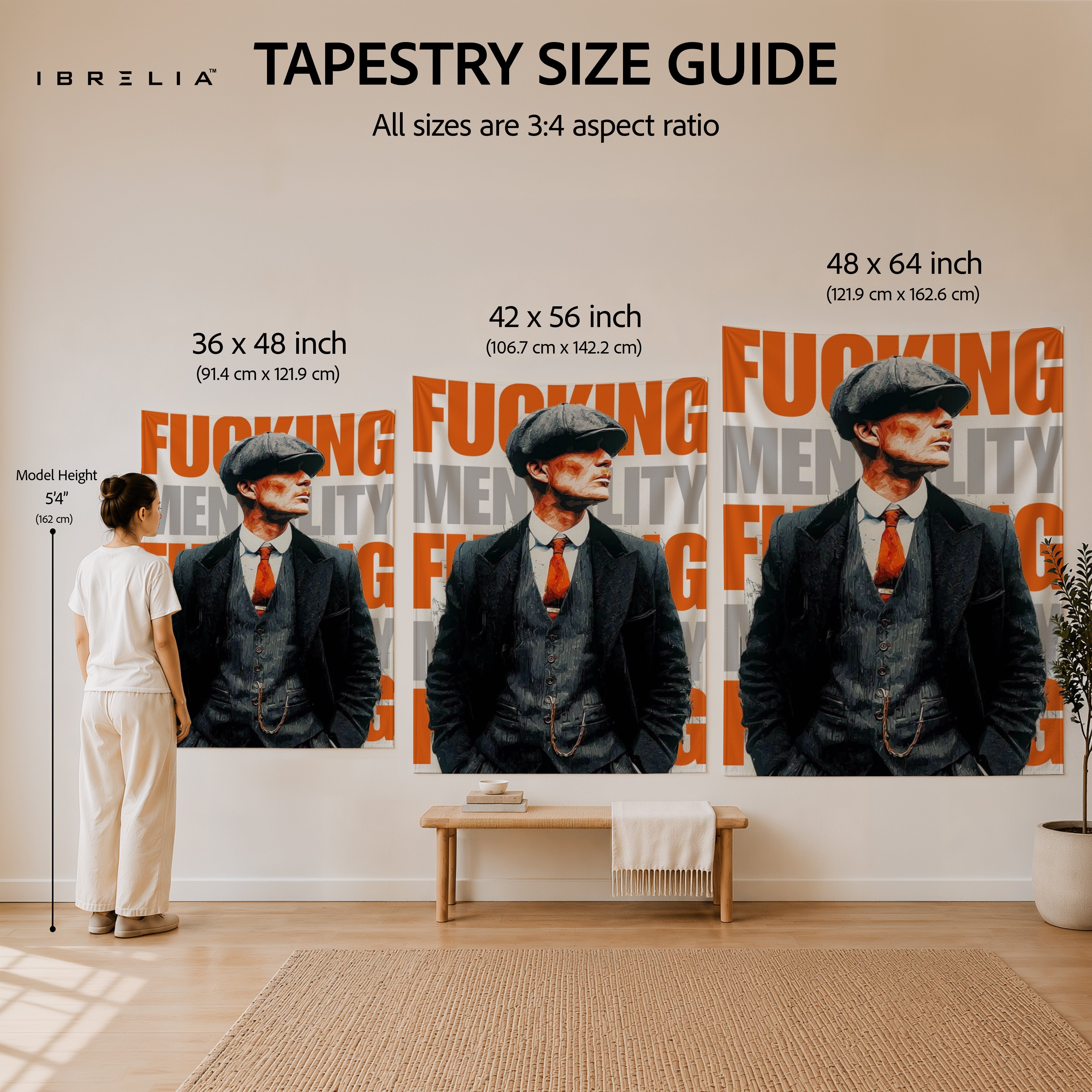 Thomas Shelby F*ing Mentality Peaky Blinders Wall Tapestry | Premium Heavyweight Jute Fabric Wall Hanging**